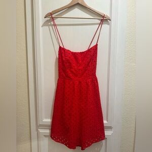 Show me your Mumu eyelet red mini dress